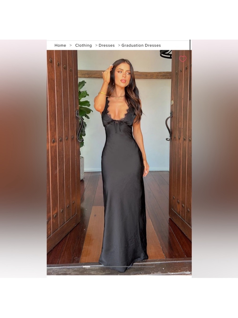 Black Lace-Trim Slip Maxi Dress - Women
